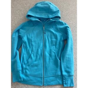 Lululemon Scuba Full Zip Hoodie Turquoise Blue Fleece Size 10 LW4AWMS.0